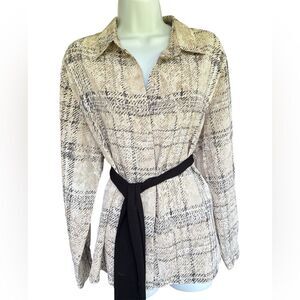 Vintage Alfred Dunner Beige Plaid Long Sleeve Button Down Blouse - 2X